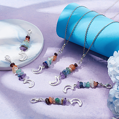 20Pcs Chakra Theme Natural Gemstone Pendant Decorations&nbsp;HJEW-BBC0001-01