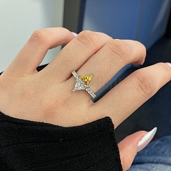 菱形ロジウムメッキ 925 スターリングシルバー マイクロパヴェ キュービックジルコニア 指輪 女性用  プラチナメッキ  菱形：17x10mm  usサイズ6 3/4(17.1mm)&nbsp;RJEW-F168-02P