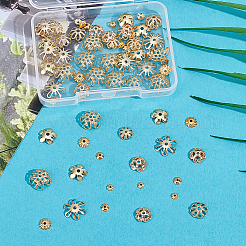 真鍮ビーズキャップ80種類8個  長持ちメッキ  花  18KGP本金メッキ  4~10x1~3mm  穴：1~1.5mm  10個/スタイル&nbsp;KK-ME0001-32