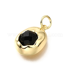 Natural Black Onyx(Dyed and Heated) Faceted Oval Charms&nbsp;KK-V011-45B-G