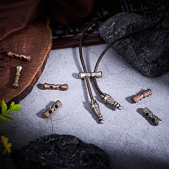 6個 6スタイル ダブルホール真鍮ビーズ  コラム  DIY 傘ロープ編みアクセサリー  ミックスカラー  24.5~27x7.5mm  穴：3.5mm  1個/スタイル&nbsp;KK-OC0001-61