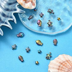 15個 5スタイルラックメッキレインボーカラー合金ビーズ  カドミウムフリー＆ニッケルフリー＆鉛フリー  混合図形  虹色  6~13x6~9x3~4mm  穴：1.2~1.6mm  3個/スタイル&nbsp;FIND-YW0006-10
