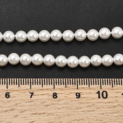 電気めっきシェルパールビーズ連売り  ラウンド  ホワイト  5mm  穴：1mm  約81個/連  15.94''（40.5センチメートル）&nbsp;BSHE-K017-5mm-01