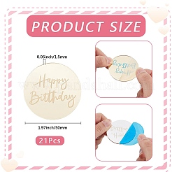ミラー効果アクリルバースデーカップケーキインサートカードデコレーション21個  フラットラウンドいケーキトッパー  ゴールド  50x1.5mm&nbsp;AJEW-SP0001-65A