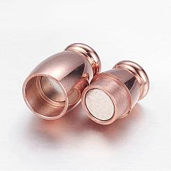 バレル 304 ステンレススチール製マグネット留め具、接着端付き  ミックスカラー  14x6.5mm  穴：3mm&nbsp;STAS-I045-15M