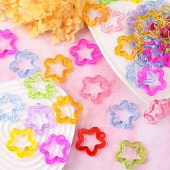 透明なアクリルパーツ  花  ミックスカラー  32x29x4mm  穴：3mm  約340個/500g&nbsp;TACR-R7-M
