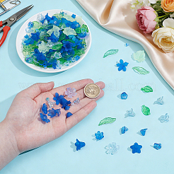 DIY ジュエリー作り 見つける  秋のテーマ透明なつや消しアクリルパーツ  透明なアクリルビーズ  ガラスビーズ  葉と花と丸い  ミックスカラー  4~30x4~22.5x2~9mm  穴：0.7~2mm&nbsp;DIY-NB0016-39