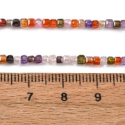 立方晶ジルコニアビーズ連売り  多面カット正方形  ミックスカラー  2x2x2mm  穴：0.6mm  約159~160個/連  14.57''~14.76''（37~37.5センチメートル）&nbsp;ZIRC-P109-01A-12