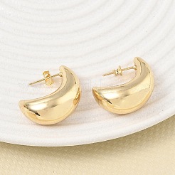 女性のための真鍮のスタッドピアス  ムーン  ゴールドカラー  26x19x10mm&nbsp;KK-CBAD851-05G
