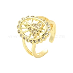 Brass Micro Pave Cubic Zirconia Cuff Rings&nbsp;RJEW-P149-01B-G