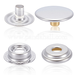真鍮スナップボタン1袋  衣服のボタン  フラットラウンド  プラチナ  15x6mm&nbsp;KK-GF0001-25P