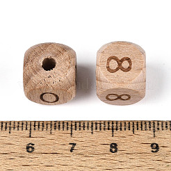 Engraved Beech Wood Beads&nbsp;WOOD-N022-07