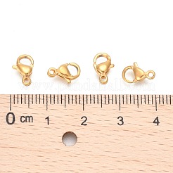 201 ステンレススチール製ロブスター クロー クラスプ  ゴールドカラー  9x6x3mm  穴：1.2mm&nbsp;X-STAS-T040-PJ212-9