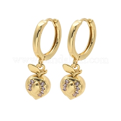 Brass Cubic Zirconia Hoop Earrings&nbsp;EJEW-Q015-01G-C