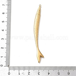 304ステンレススチール製ビッグペンダント  魚のチャーム  ゴールドカラー  66.5x7.5x2.5mm  穴：1.5mm&nbsp;SA-CBA22DE-02G-03