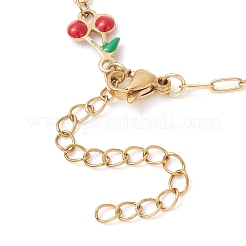 4Pcs 4 Styles 304 Stainless Steel Enamel Red Cherry Link Chain Bracelet Making&nbsp;AJEW-JB01482