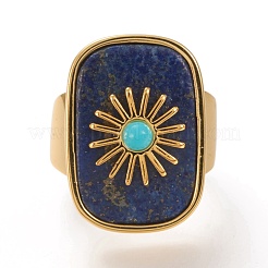 Natural Lapis Lazuli & Turquoise Cuff Rings&nbsp;RJEW-P016-01A-03G