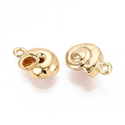 真鍮製チャーム  18KGP本金メッキ  カタツムリ  10x7x4mm  穴：1mm&nbsp;X-KK-S348-037