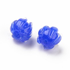 手作りのでこぼこランプワークビーズ  花  ブルー  10~11x11~13x11~13mm  穴：1.2mm&nbsp;LAMP-S194-015E