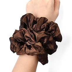 ソリッドカラーの女の子のヘアアクセサリー  布弾性ヘアネクタイ  ポニーテールホルダー  布グリッドシュシュ/シュシュ  ココナッツブラウン  内径：33~35mm&nbsp;LS-OHAR-L012-003B