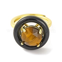 Rack Plating Round Brass Enamel Adjustable Rings&nbsp;RJEW-U004-01E-G