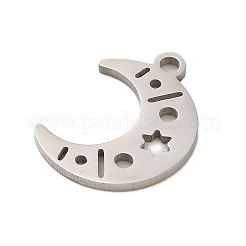 変色しない304ステンレススチールペンダント  レーザー切断  ステンレス鋼色  ムーン  15x11x1mm  穴：1mm&nbsp;STAS-S123-03P-04