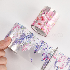 5ロール5色のペット用粘着紙装飾ステッカー  花  DIY フォトアルバム日記スクラップブック装飾用  ミックスカラー  50x0.1mm  2 m /ロール  1ロール/色&nbsp;DIY-CP0012-92