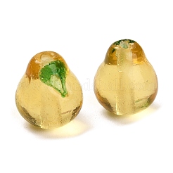 手作りランプワークビーズ  梨  ゴールド  11.5-12x12-13mm  穴：1.4mm&nbsp;X-LAMP-I028-05C