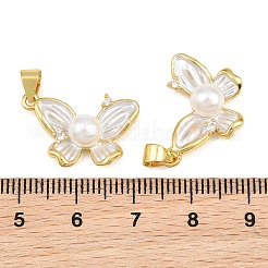 Brass Micro Pave Clear Cubic Zirconia Pendants&nbsp;KK-CBA6A75-47A-G