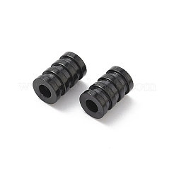 イオンプレーティング（IP）304ステンレス鋼チューブビーズ  溝付き  コラム  ブラック  9x6mm  穴：3mm&nbsp;STAS-WH0055-03EB