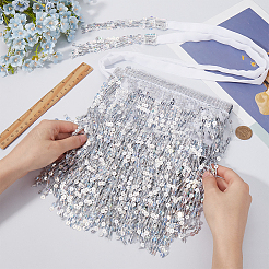 Polyester with Glitter Waist Belt with Curb Chains&nbsp;AJEW-WH0166-70A