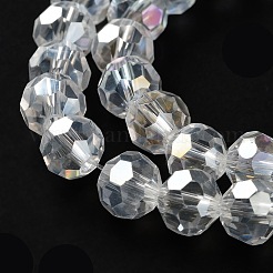 電気メッキガラスビーズセット  ABカラーメッキ  ファセット（32ファセット）  ラウンド  クリアAB  8x7mm  穴：1mm  約65~67個/連  49~50cm&nbsp;EGLA-R016-8mm-25