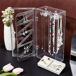 Rectangle Plastic Jewelry Organizer Storage Box with 24 Hooks&nbsp;OBOX-WH0001-06