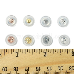 40個4色の長持ちメッキ真鍮シリコン製ピアスキャッチ  ミックスカラー  7.7x3.7mm  穴：0.6mm  10個/カラー&nbsp;KK-FS0001-49