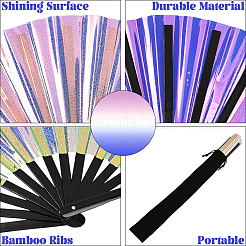 1Pc Bamboo with Oxford Fabric Glitter Powder Folding Fans&nbsp;AJEW-SP0003-77D