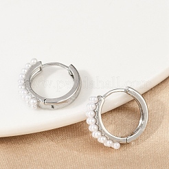 Brass ABS Imitation Pearl Hoop Earrings&nbsp;EJEW-M082-04P