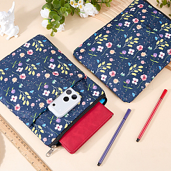 オックスフォード布製ブックカバー  花模様の長方形  プルシアンブルー  280x215x4mm&nbsp;AJEW-WH0696-834