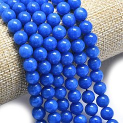天然石マレーシアジェイドビーズ連売り  染め＆加熱  ラウンド  ブルー  8~8.5mm  穴：1.2mm  約48個/連  14.96インチ（38cm）&nbsp;G-L645-A01-8mm-13