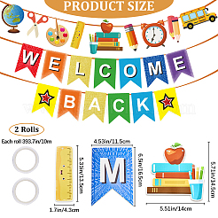 2セット2スタイルのウェルカムバック＆学校用品の紙バナー  学校のパーティーの装飾用  ミックスカラー  紙：117~165x115~140x0.3~0.6mm  1セット/スタイル&nbsp;DIY-CP0009-68