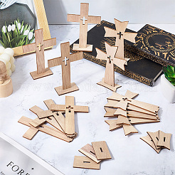 16 Sets 2 Styles Wood Cross Prayer Sculpture&nbsp;WOOD-SP0001-70
