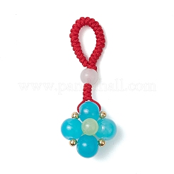 Baking Paint Imitation Jade Glass Woven Clover Pendant Decorations&nbsp;HJEW-JM03148-04