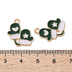 合金エナメルチャーム  クリスマステーマ  ライトゴールド  手袋  19.5x17x1.2mm  穴：1.6mm&nbsp;ENAM-I061-01KCG-19A