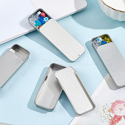 スライド蓋付きブリキ収納ボックス6個  ギフト包装ケース  長方形  銀  8x3.4x1.2cm&nbsp;CON-CN0001-12B
