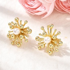 Brass Flower Stud Earrings&nbsp;EJEW-H171-05G