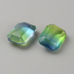 130 個のグラデーションカラー透明樹脂カボション  多面カット八角形  芝生の緑  13.5x10x5.5mm&nbsp;RESI-TAC0018-30I