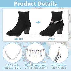 2Pcs Alloy Rhinestones Link Boot Strap Chains&nbsp;HJEW-HS00056