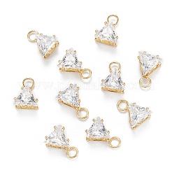 真鍮クリアキュービックジルコニアチャーム  長持ちメッキ  三角形  ミックスカラー  11.5x9x6mm  穴：2mm&nbsp;ZIRC-G170-15