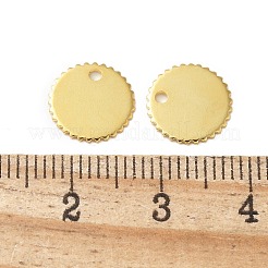 ステンレスペンダント201個  ラウンドチャーム  ゴールドカラー  10x0.5mm  穴：1.2mm&nbsp;STAS-I330-051G