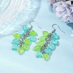 ハート透明アクリルダングルピアス  クラスターピアス  女性用304ステンレススチールピアスフック付き  ステンレス鋼色  ミックスカラー  64mm&nbsp;EJEW-JE06365