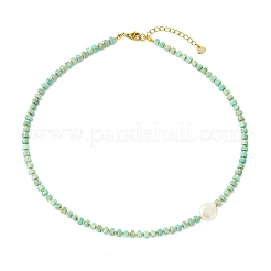 Natural Keshi Pearl Coin and Natural Amazonite Heishi Beaded Necklaces for Women&nbsp;NJEW-JN06344